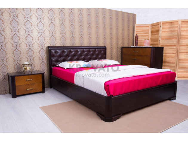 Кровать Милена с мягким изголовьем ромбы