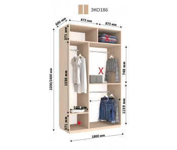 Модуль гардеробной Виват Г-ЕКО186 (240х60х180)