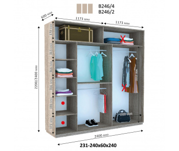 Модуль гардеробной Виват Г 246 (240х60х240)