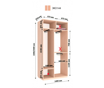 Модуль гардеробной Виват Г-ЕКО144 (240х45х140)