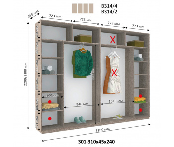 Шкаф купе Виват В 314 (240х45х310)