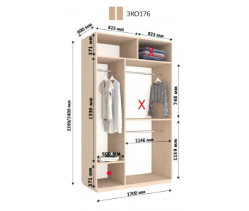 Модуль гардеробной Виват Г-ЕКО176 (240х60х170)