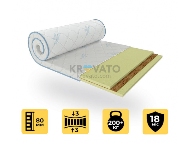 Тонкий матрац топер Sleep&Fly Mini Flex Кокос