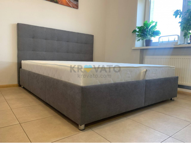 Кровать Лугано без пуговиц с подъёмным механизмом с матрасом